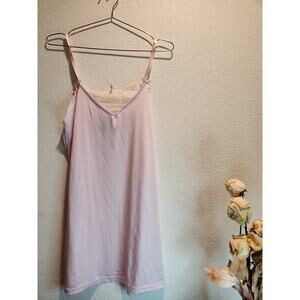 Tahari Pink Chemise Slip Dress‎ M | Adjustable Straps, Lace Trim | Soft Stretch